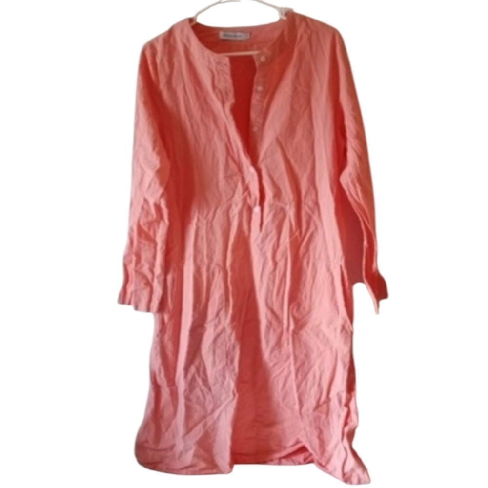 MISSLOOK NOTCHED NECK Sherbet Cotton Dress/ Pool Dress/Swimsuit Cover- Size: M